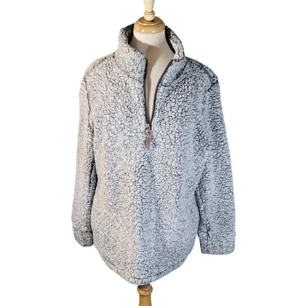 Weatherproof Vintage Frosty Tipped Grey Sherpa Pullover Size XL